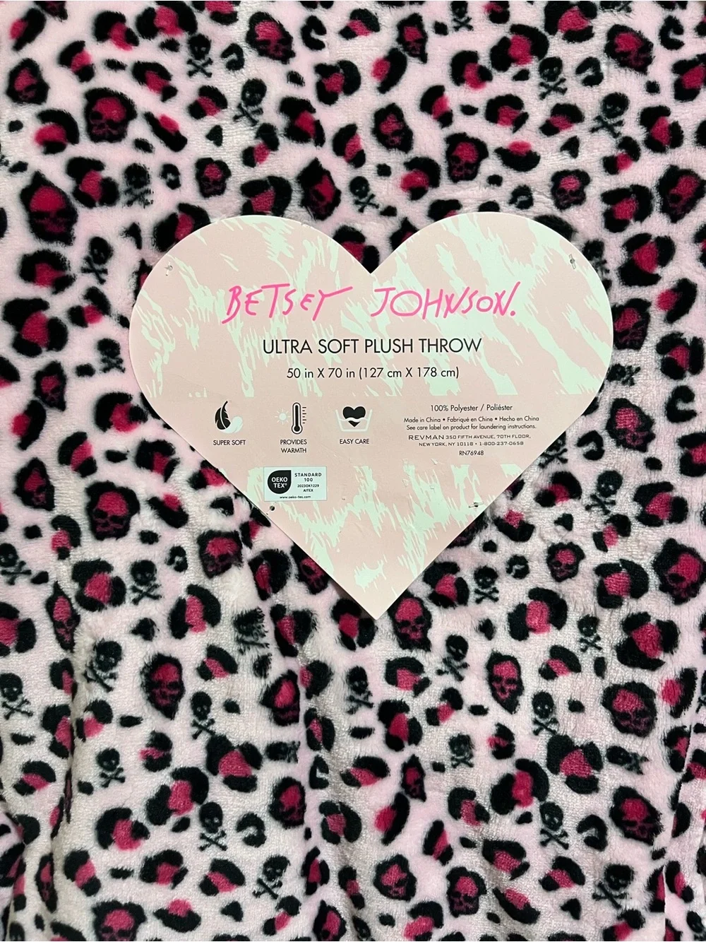 Betsey Johnson Pink Leopard Throw Blanket